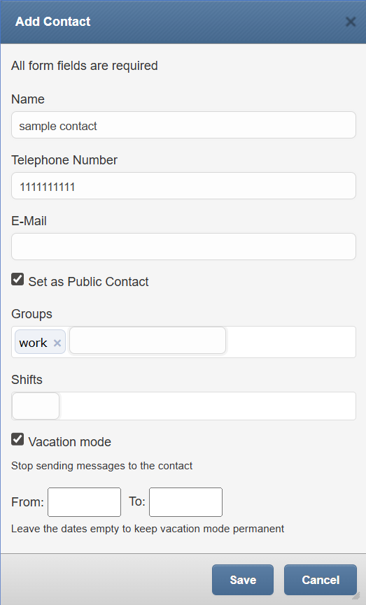 A screenshot of a contact form