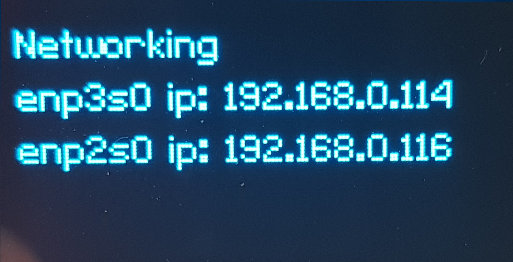 MHD-8100 display showing networking IP list for each network interface